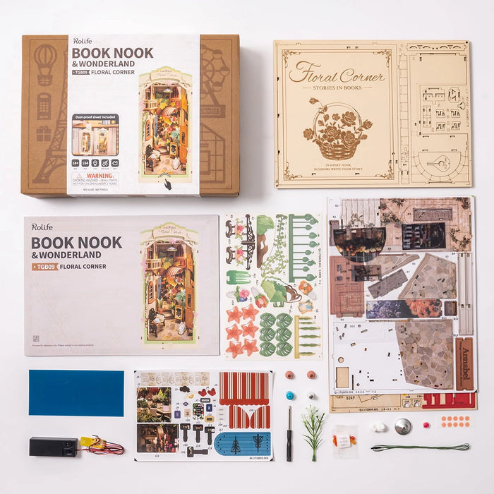 Kit di costruzione in legno Book Nook – Angolo dei fiori 