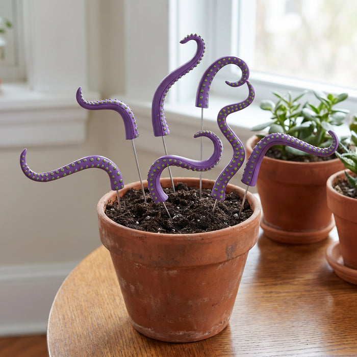 Explication de la décoration pot de fleurs tentacules pourpre