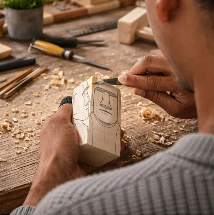 Mikamax Moai Carving Kit - DIY Wood Carving Set Easter Island