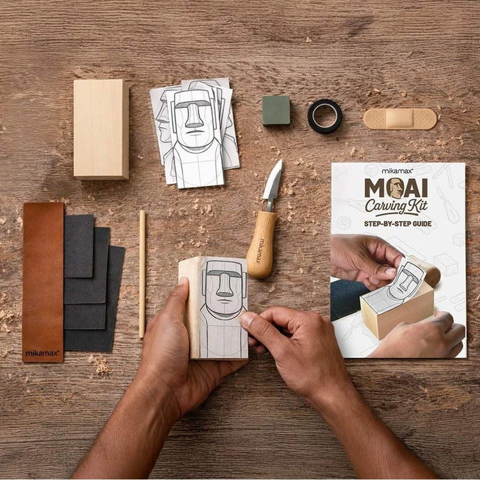 Mikamax Moai Carving Kit - DIY Wood Carving Set Easter Island