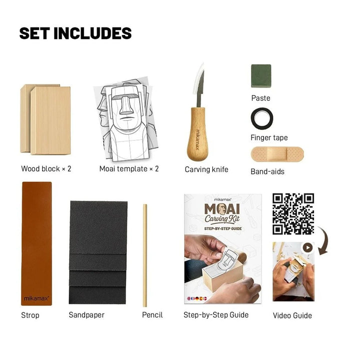 Mikamax Moai Carving Kit - DIY Wood Carving Set Easter Island