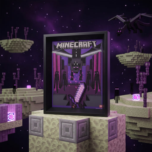 Poster Minecraft Ender Dragon 3D oscillant dans un cadre noir
