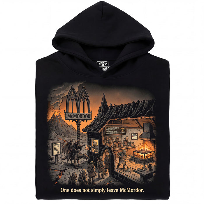 One does not simply leave McMordor - Front view Hoodie Black