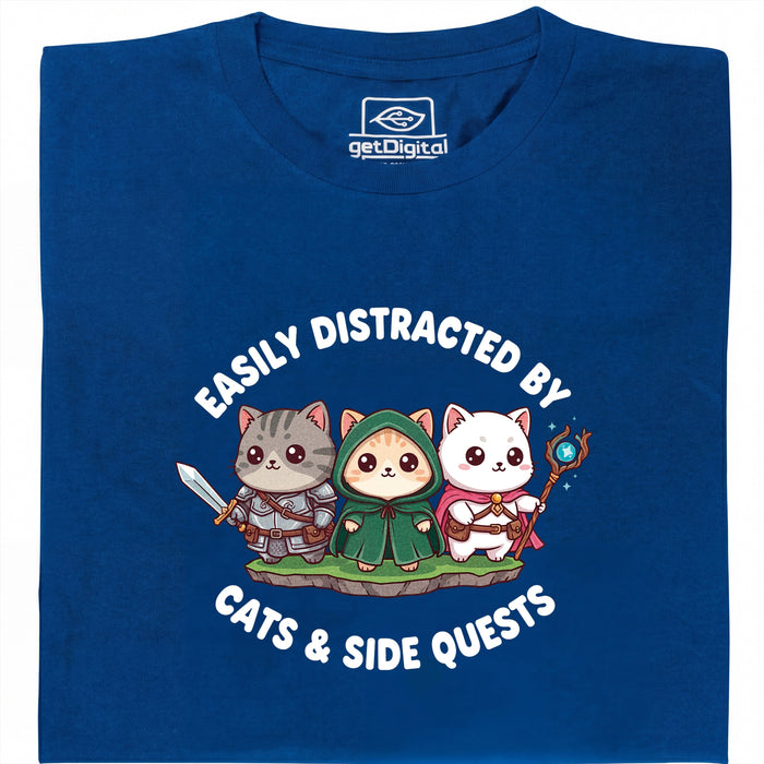 Cats &amp; Sidequests - Hoofdaanzicht T-Shirt Blauw