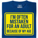 Mistaken For An Adult - Vue principale T-Shirt Bleu