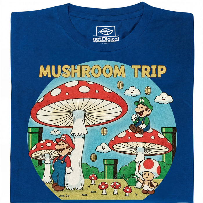 Mushroom Trip - Vista frontale T-Shirt Blu