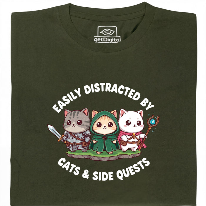 Cats &amp; Sidequests - Hoofdaanzicht T-Shirt Donkergroen