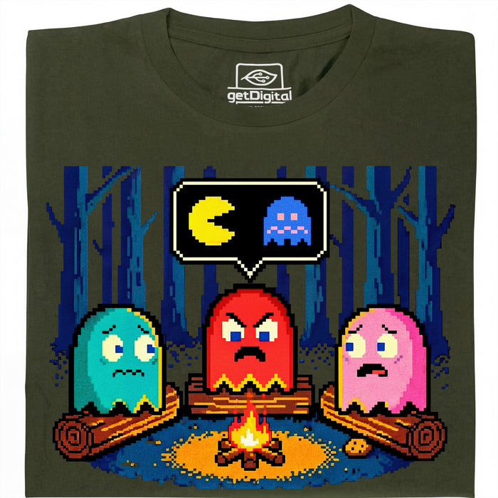 8-Bit Campfire - Main view T-Shirt Dark Green