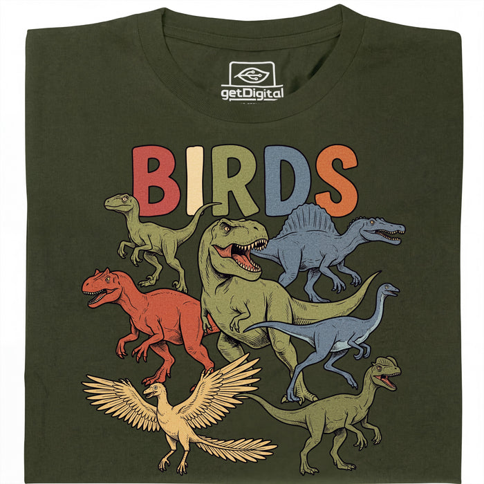 BIRDS - Vista frontal Camiseta Verde Oscuro