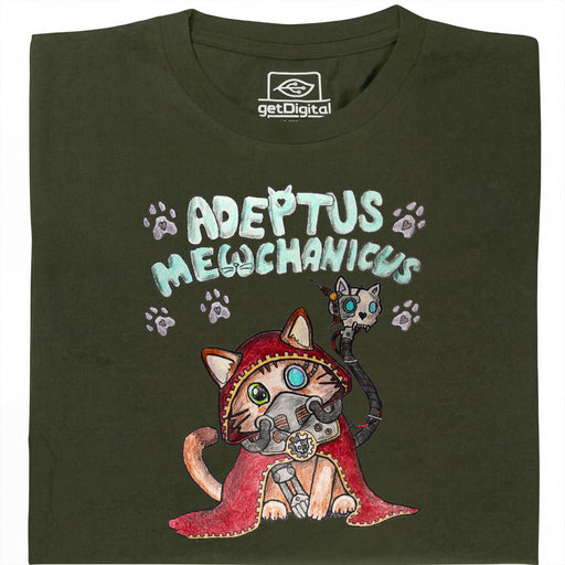 Adeptus Meowchanicus - Vue de face T-Shirt Vert Foncé