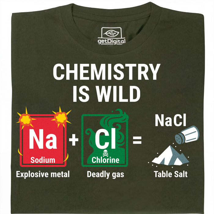 Chemistry Is Wild - Vista principale T-shirt Verde Scuro