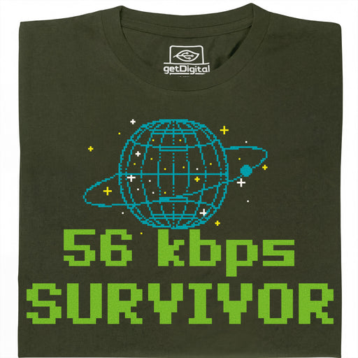 56kbps Survivor - Vista principale T-shirt Verde Scuro
