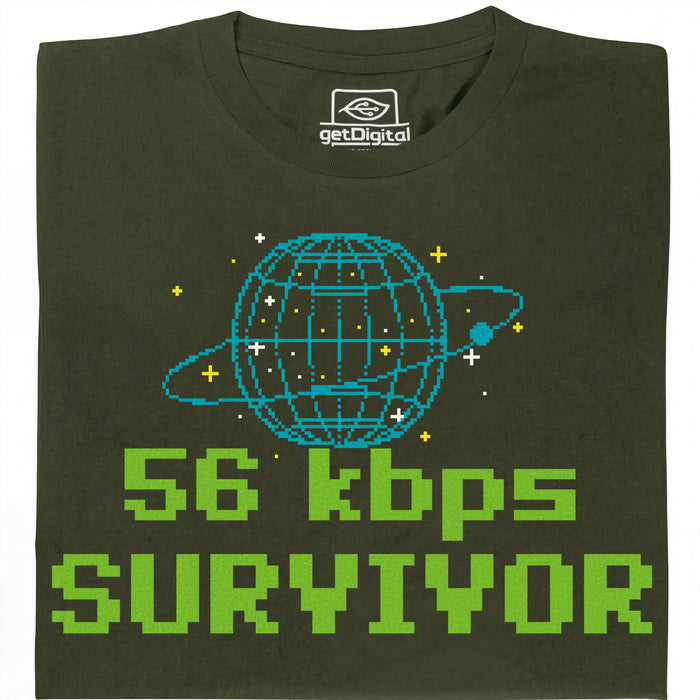56kbps Survivor - Vue principale T-shirt Vert Foncé