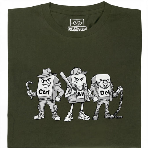 Ctrl Alt Del - La Banda Más Dura del Teclado - Vista Principal Camiseta Verde Oscuro