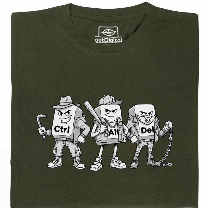 Ctrl Alt Del - Le Gang le Plus Dur du Clavier - Vue Principale T-Shirt Vert Foncé