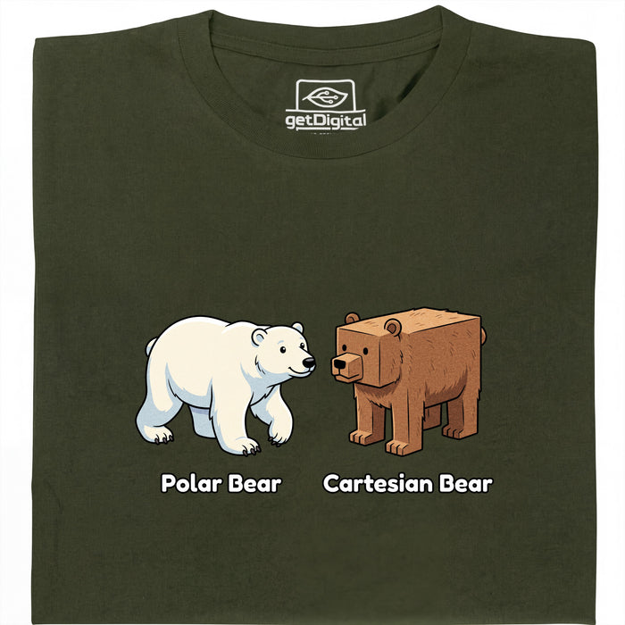 Cartesian Bear - Vista principal Camiseta Verde Oscuro