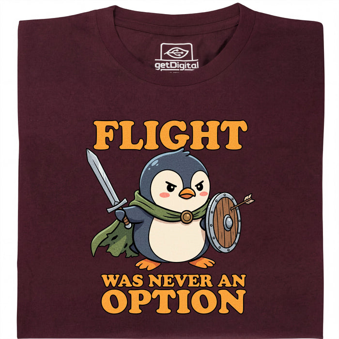 Standvastige Pinguïn - Hoofdaanzicht T-Shirt Donkerrood