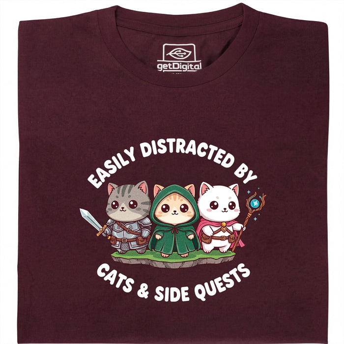 Cats &amp; Sidequests - Hoofdaanzicht T-Shirt Donkerrood