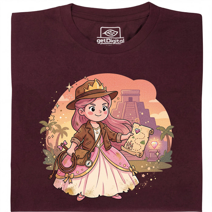 Nerdy Princess &amp; The Lost Temple - Vue principale T-shirt Rouge foncé