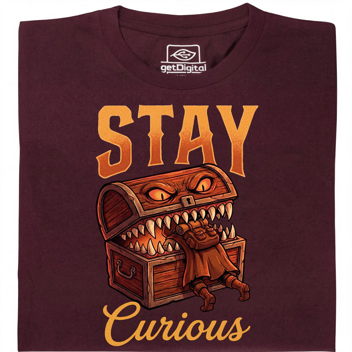 Stay Curious - Vooraanzicht T-Shirt Donkerrood