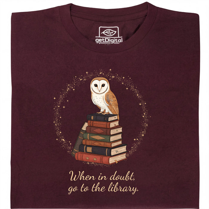 When in doubt, go to the library - Vue principale T-Shirt Rouge Foncé