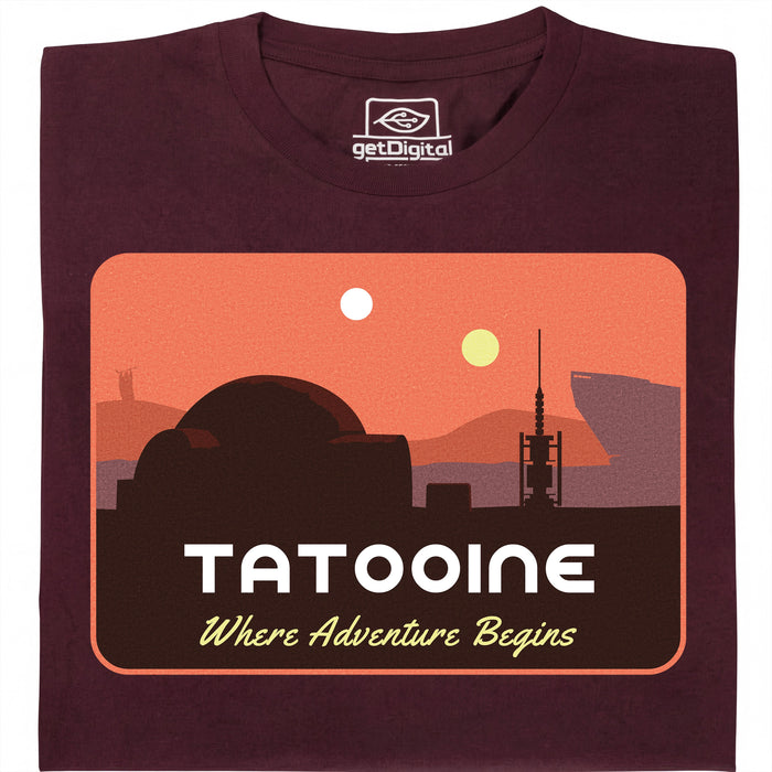 Where Adventure Begins - Vue principale T-shirt Rouge Foncé
