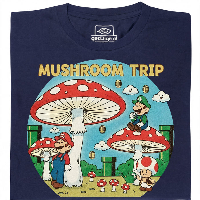 Mushroom Trip - Vista frontale T-Shirt Blu navy