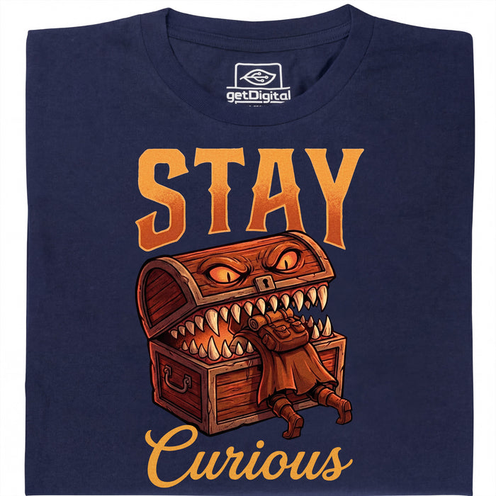 Stay Curious - Vooraanzicht T-Shirt Marineblauw