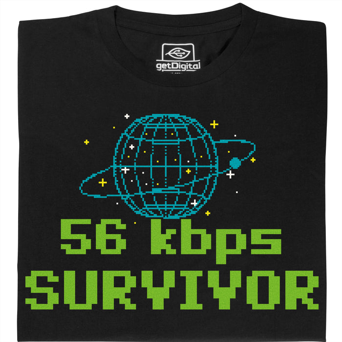 56kbps Survivor - Hauptansicht T-Shirt Schwarz