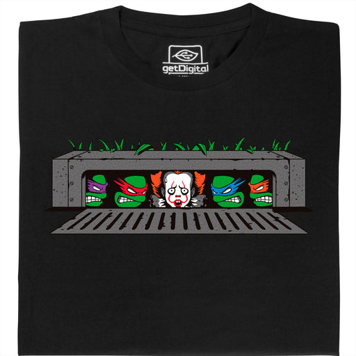 IT vs. Turtles - Hoofdweergave T-Shirt Zwart