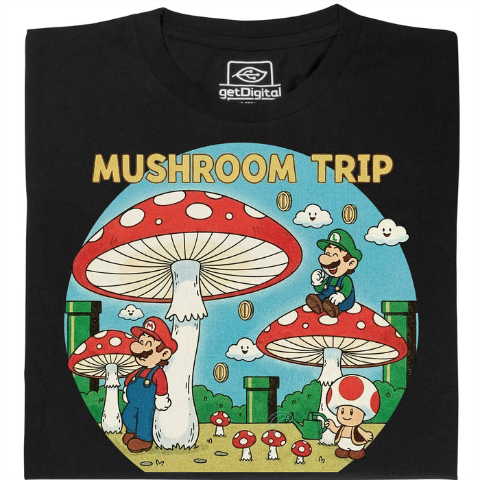 Mushroom Trip - Vista frontale T-Shirt Nero