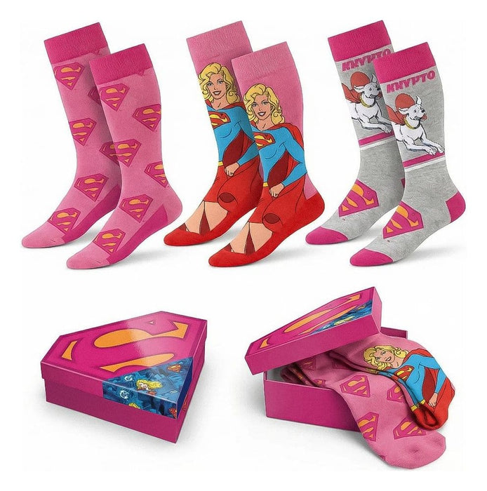 Chaussettes DC Comics Supergirl et Krypto lot de 3