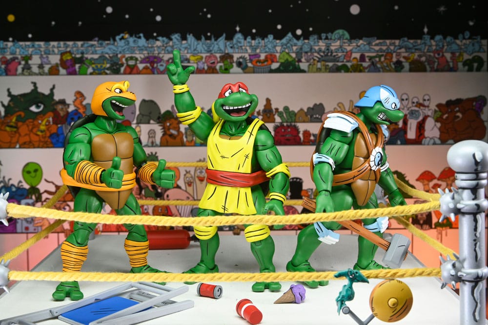 Teenage Mutant Ninja Turtles Stump Wrestling Pack de 4 Figurines Articulées (Archie Comics)