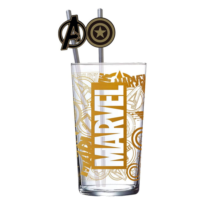 Verre Marvel avec pailles