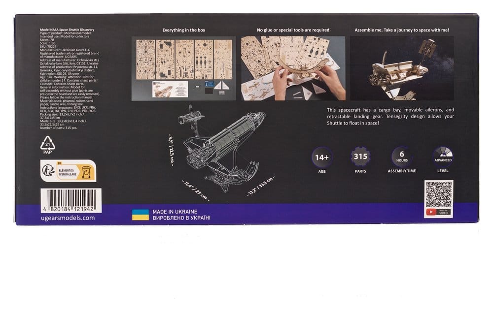 NASA Space Shuttle Discovery 3D houten bouwpakket